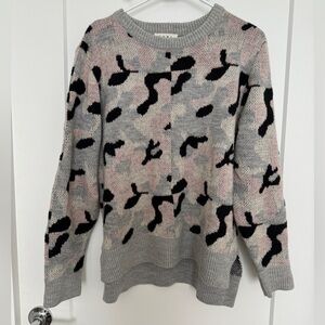 Animal Print, Long Sleeve Sweater, Pink, Black & Grey
